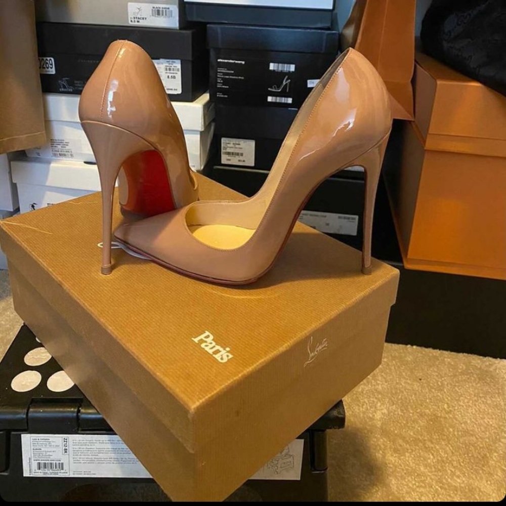Christian Louboutin Nude Patent Leather So Kate 120mm Pumps